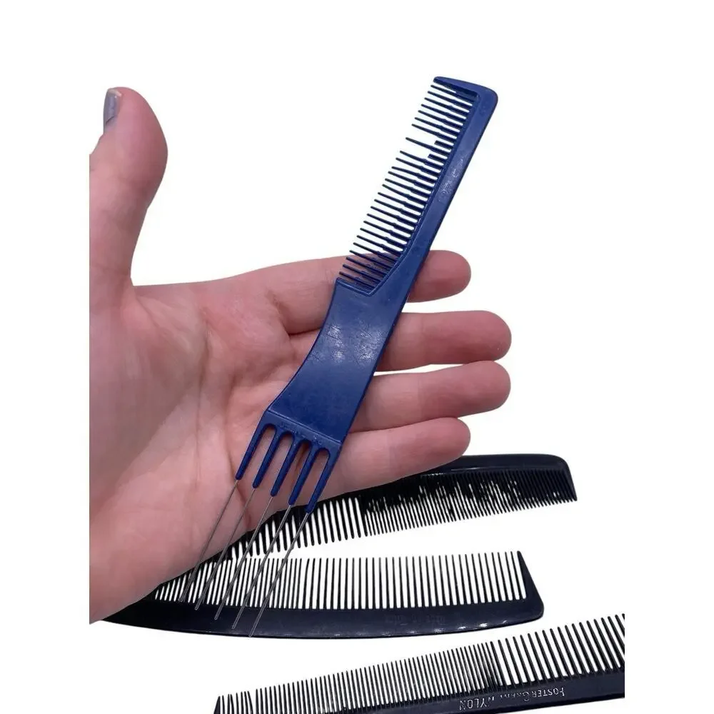 Vintage Hair Combs Lot Foster Grant Unbreakable Fold Up Barber Pick End Style 5